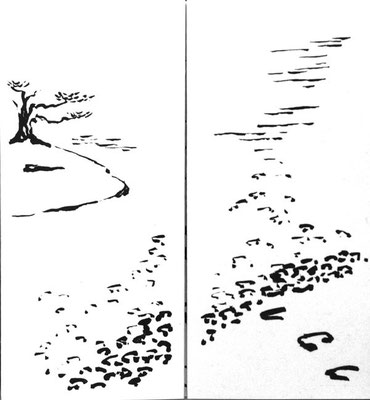dessins à l'encre de chine - panneaux