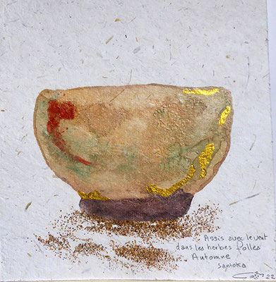 2e monotype d'argile et pigments - sable- Haïku