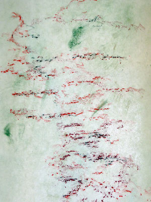 Lignes d'arbre - cerisier détail -  2018 - pigments et pastels sur non-tissé - format 40 x 120 cm