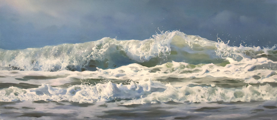 Rough Sea - oil on panel 26 x 60 cm - SOLD