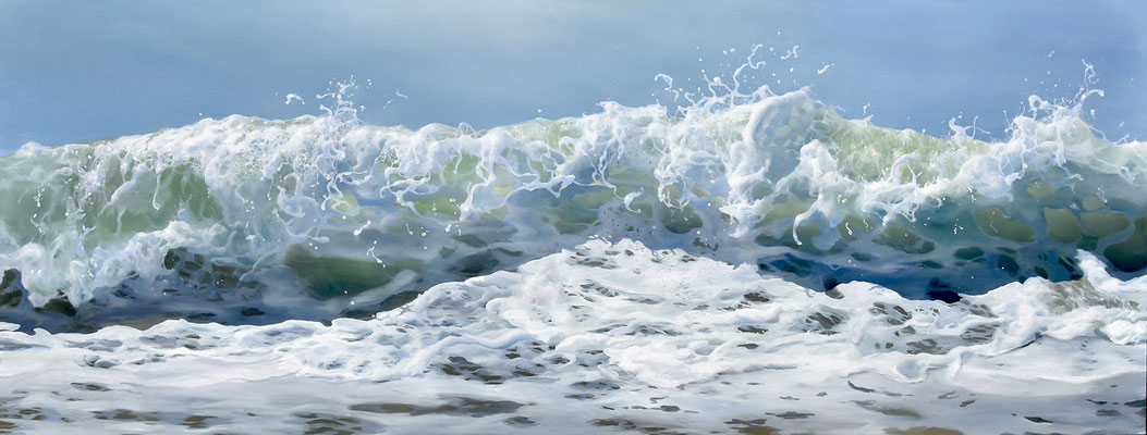 Splashing Waves - oil on panel 65 x 170 cm - SOLD