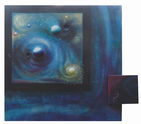 L’Universo dalla finestra, 1988 Legno, acrilico su carta su tela, cm 79x89 Proprietà dei familiari dell’artista