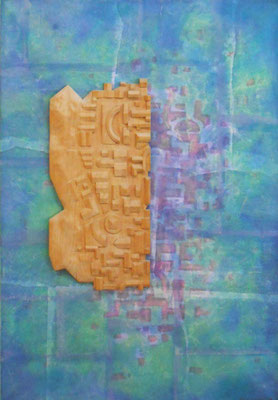 Trasmutazione n. 3, 1993 Legno, acrilico su carta su tela, cm 100x70 Collezione d'Arte contemporanea - Università degli studi di Lecce, Dipartimento Beni Culturali