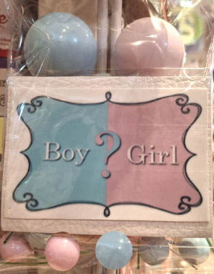 Kit cake palline rosa e azzurro con scritta di zucchero boy  girl