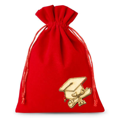 sacchetti-di-tajjetà rosso-9x11-cm con applicazione  laurea in legno € 1,70 senza confetti 