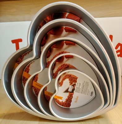 teglie in alluminio anotizzato a forma di cuore 