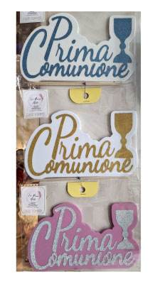 CAKE TOPPER SCRITTA COMUNIONE IN GLITTER  20 CM € 6,00