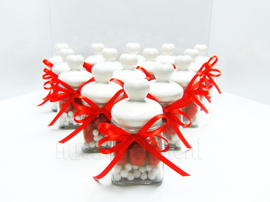 Barattolo in vetro con tappo ermetico in ceramica bianca, capacità 120 ml < cm.5,5x5,5 h9 