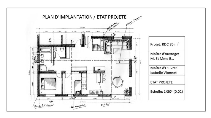 Plan d'implantation finalisé et coté -  état projeté.