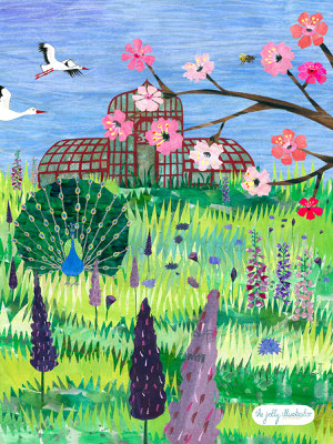 Park with greenhouse
