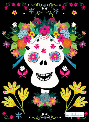 Bold and playful papercut illustration. Series: Day of the Dead