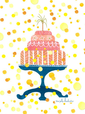 Wedding celebration cake, papercut illustration, the jolly illustrator
