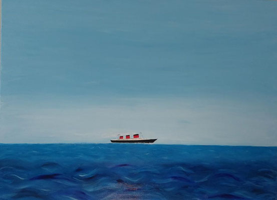 Le Normandie, un fleuron français (acrylique sur toile, 97X130)