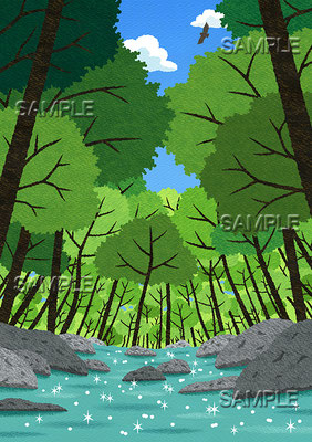 風景イラスト／やすらぎの森