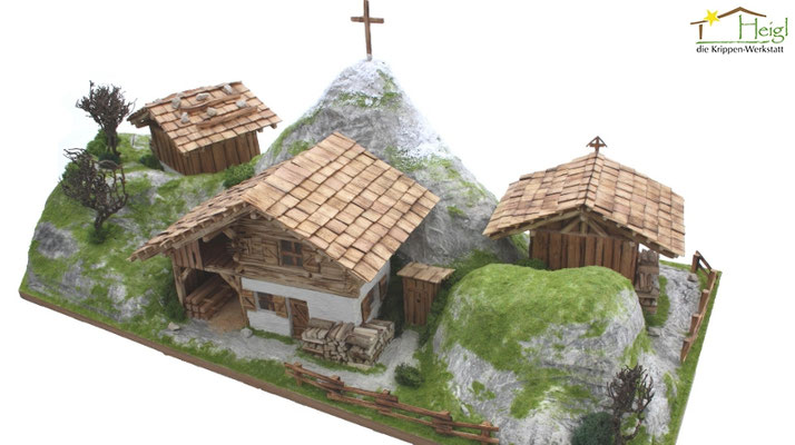 #110 Diese Gebirgslandschaft ziert eine Kachelofenabdeckung | Abmessungen ca. 160 x 60cm | Figurenhöhe 5-7cm