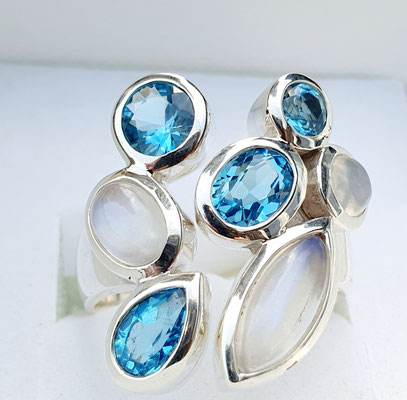 ring-silber-blauer Topas(beh.)-Mondstein-925-sterlingsilber