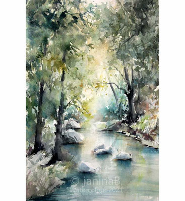 in the forest III 2021 (O6) 20x30cm / Watercolour by ©janinaB.