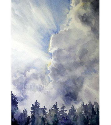 Clouds I 2021 (O2) 20x30cm / Watercolour by ©janinaB.
