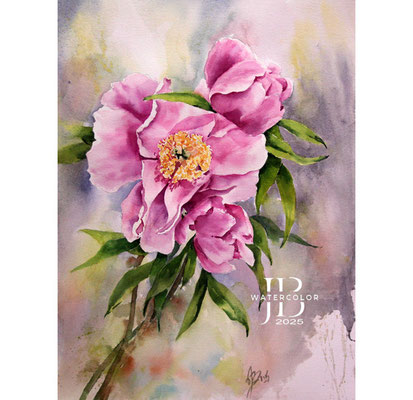Peonies I 2025 (T2) 30x40cm / Watercolour by ©janinaB.