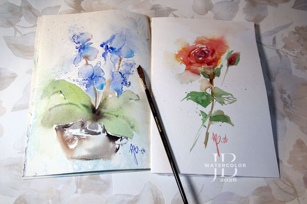 Rose-and-orchids 2026 / Watercolor by ©janinaB.
