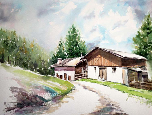 Stubaital 2020 (29) / 30x40cm Watercolour by ©janinaB.          Fotoquelle Dieter Wystemp