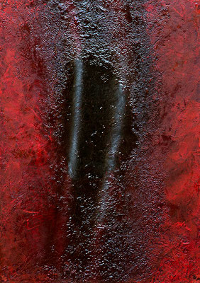Chant de la Terre n°148  Mouvements telluriques / Peinture sur toile / Format : 50x70cm / Latitude : 47°25 / Longitude : 2°05 / Date : 2018  Salbris