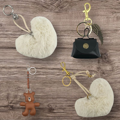 Taschenanhänger Plüschherz, Teddybär, kleine Tasche