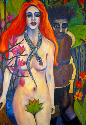 Adam & Eve in Paradise, Acryl auf Leinwand, 120x80cm. Euro 2.400
