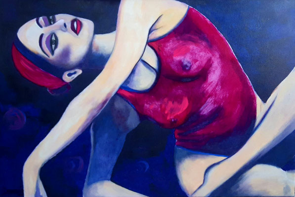 Ballerina. 60x90x2cm. Übermalter Druck auf Leinwand. Euro 350,--