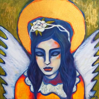 Angelgirl. Acryl auf Leinwand. 60x60x2cm.