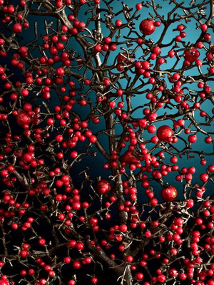 Branche de baies rouges artificielle haut de gamme