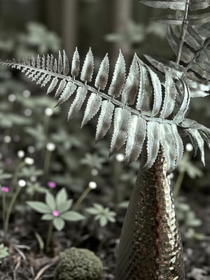 Branche de Fougère argentée artificielle haut de gamme
