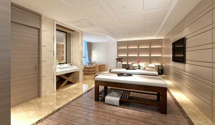 modernes Spa mit Massageliegen