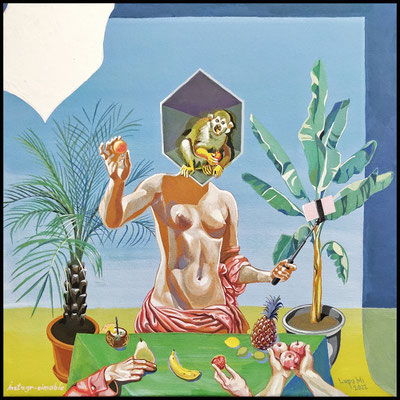 Mircea-Ioan Lupu, "Instagr-aimable", tempera on canvas, 2022
