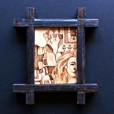 No Landmark, pyrography on linden wood
