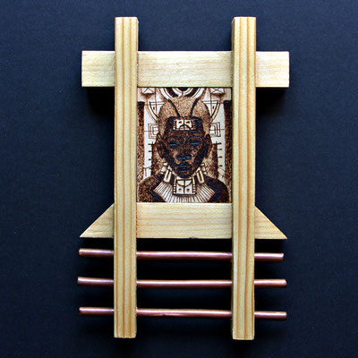 African, pyrography on linden wood