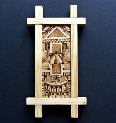 Basal Symbols, pyrography on linden wood