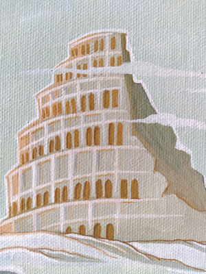 The Fall, tempera on canvas, 2021, detail