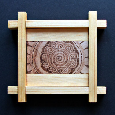 Ra, pyrography on linden wood