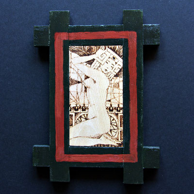 Sensuality, pyrography on linden wood