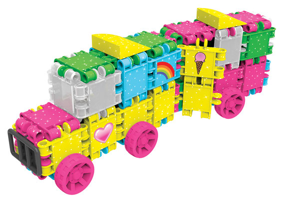 CLICS Glitter Eimer 8 in 1 – Bauplan-Modell: Wohnwagen mit Anhänger
