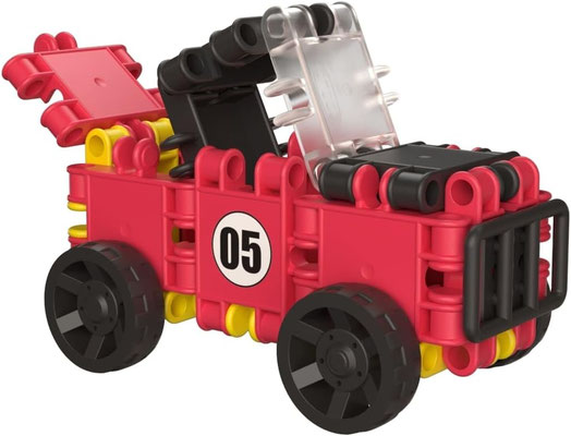 CLICS Baukasten 5 in 1 – Bauplan-Modell: rotes Fahrzeug