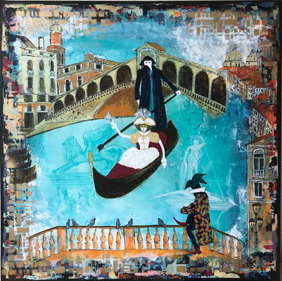 "Venedig", 80 cm x 80 cm, Acryl auf Leinwand, Spachteltechnik, 2021