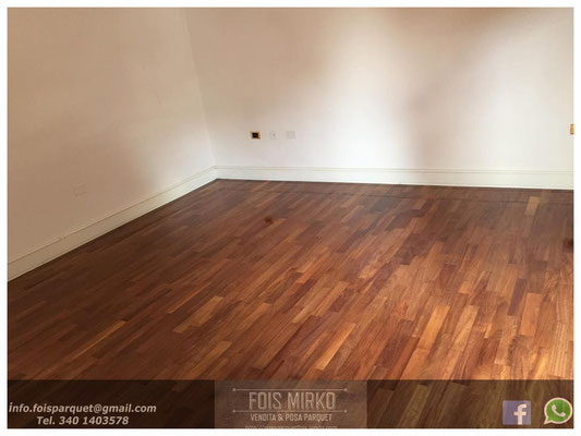 Restauro parquet in iroko scuro