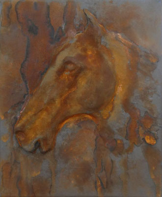 Fallada, 30 x 24 cm, Pappmache, Rostfarbe