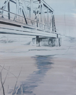 Wiesebrücke 1, Ölfarbe auf Lw, 100 x 80 cm 
