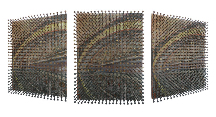 Brücken in Grenzbereich CH-D, 40 x 30, Mix Media, Schrauben auf Holz