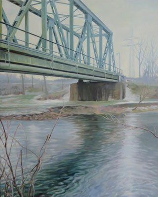 Wiesebrücke 2,  Ölfarbe auf Lw,100 x 80 cm 