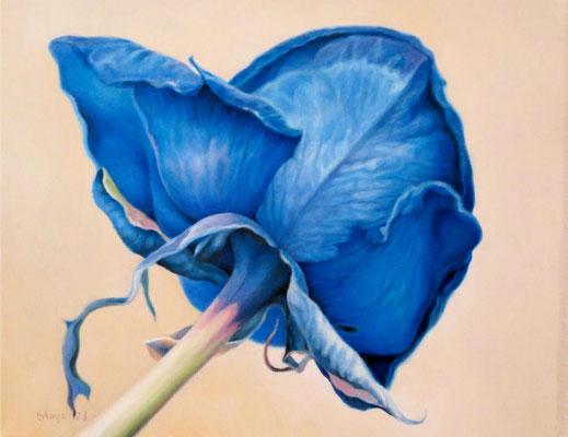 blaue Rose 40 x 30 cm, Ölfarbe a. LW