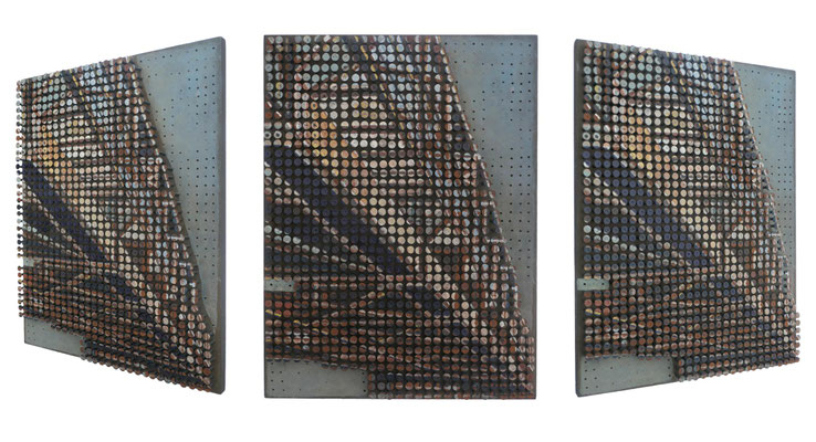 alte Bahnbrücke, 40 x 30, Mix Media, Schrauben auf Holz